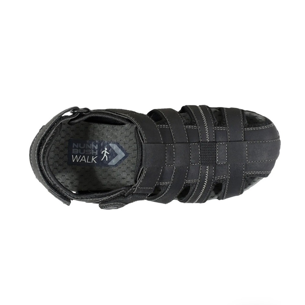 Nunn Bush Mens Black Fisherman Sandals Hook and‎ Loop Comfort Size 10 - Picture 9 of 10